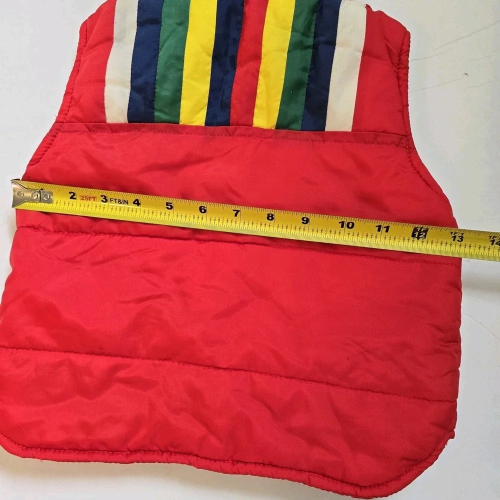 VTG 80s‎ French Toast Toddler Rainbow Puffer Vest 4T Red Snap Front Color Block
